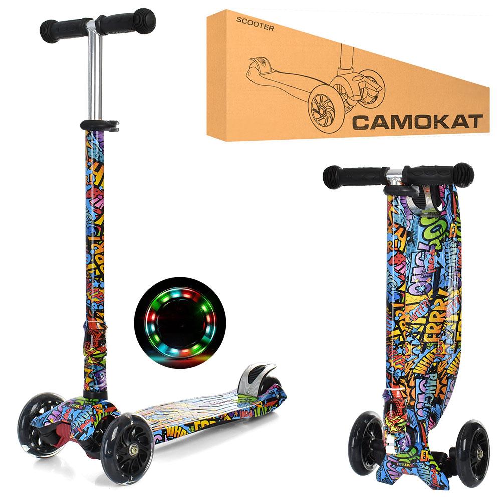 Дитячий триколісний складаний самокат iTrike JR 3-055-WP MAXI з принтом, фото 1