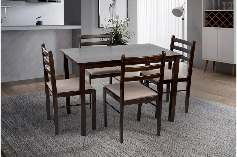 Обеденный комплект стол и стулья Джерси Микс мебель, цвет темный орех - фото 5 - id-p2183883016