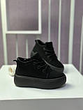Кросівки жіночі чорні на високій підошві демісезонні осінь весна нубук, фото 2