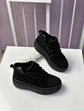 Кросівки жіночі чорні на високій підошві демісезонні осінь весна нубук, фото 5