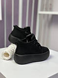 Кросівки жіночі чорні на високій підошві демісезонні осінь весна нубук, фото 9