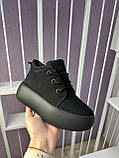 Кросівки жіночі чорні на високій підошві демісезонні осінь весна нубук, фото 3