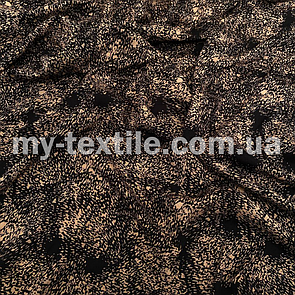 Штапель прінтованний Бризки кава з молоком на чорному