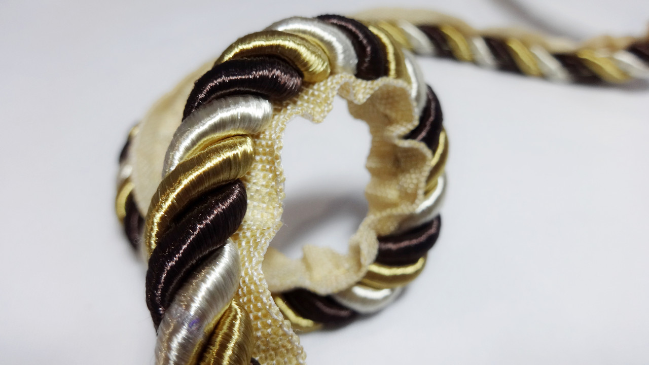 Шнур — кант меблевий вбудований 10 мм молочний /темне золото/коричневий, фото 1