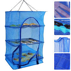 Сітка для сушіння риби та фруктів (35х35х75 см), 3 яруси / Підвісна сушарка для овочів / Сушарка для риби