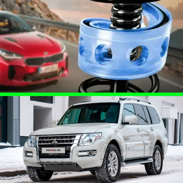 Автобафери силіконові на передні пружини Mitsubishi Pajero IV 3.8 2006- (проставки, подушки пружини)