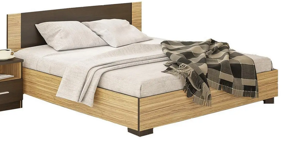 Двоспальне ліжко Вероніка МС 140х200 см дсп світле дуб-самоа+венге з ламелями