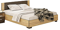 Двуспальная кровать Вероника МС 140х200 см дсп светлое дуб-самоа+венге с ламелями