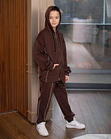 Спортивный подростковый костюм со светоотражающими элеметами на мальчика 050 шоколад 42-44