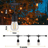 Гірлянда вулична в стилі ретро світлодіодна G20 на 10 LED ламп довжиною 5 метрів, фото 5
