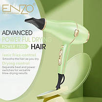Фен для волосся ENZO з іонізацією, швидке сушіння, зелений, за німецькими технологіями, фото 2