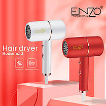 Фен для волосся ENZO з іонізацією, швидке сушіння, червоний, за німецькими технологіями, фото 3