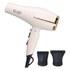 Фен для волосся ENZO X6 з іонізацією, швидка сушка, білий