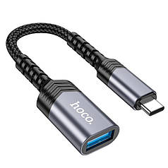 Адаптер HOCO Type-C male to USB female 3.0, UA24 OTG, сірий