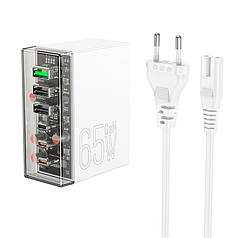 Мережевий зарядний пристрій HOCO N36 шість портів 3USB/3Type-C 65W PD/QC