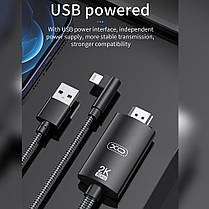 Кабель перехідник XO GB008 Lightning - HDMI 2K 60Hz USB-power 1.8м Чорний, фото 3