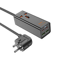 Мережевий подовжувач фільтр HOCO Talent AC10A 1.5 м 2USB/2Type-C/1xSocket PD/QC 65W Чорний