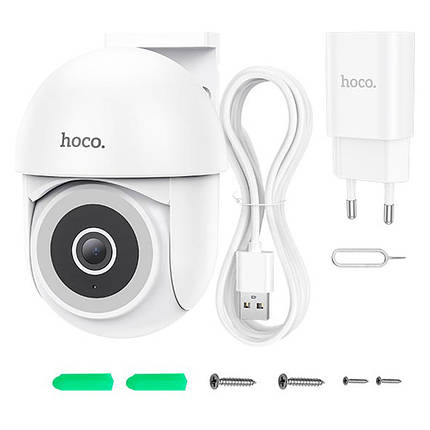 Камера відеоспостереження IP Wi-Fi HOCO D2 outdoor PTZ HD 3MP IP65 FHD Білий, фото 2