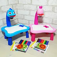Дитячий столик проєктор для малювання Projector Painting 24 слайди та фломастери Рожевий і Синій