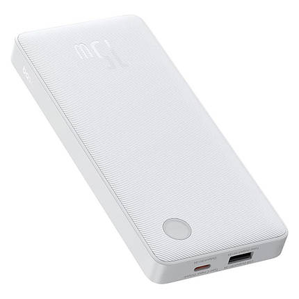 Зовнішній акумулятор Baseus Airpow Lite 10000mAh USB+Type-C 15W Білий, фото 2