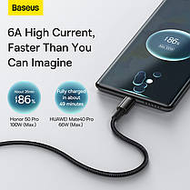 Кабель Baseus Tungsten Gold Fast Charging USB Type-C 100W 2м Чорний, фото 3