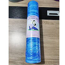 Коврик для йоги та фітнесу з чохлом мармуровий синій, фото 2