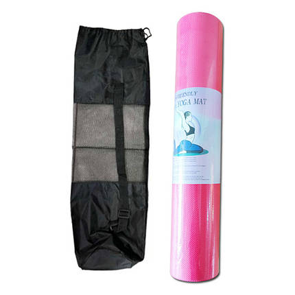 Килимок для йоги та фітнесу з чохлом 173 x 61 см рожевий, фото 2