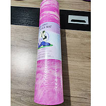 Коврик для йоги та фітнесу з чохлом мармуровий розовий, фото 2