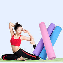 Коврик для йоги та фітнесу з двошаровим чохлом розовий, фото 3