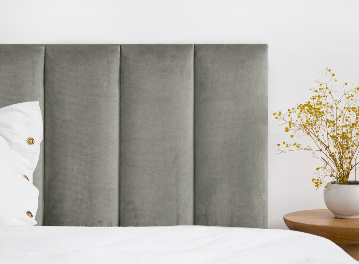 М'яка настінна панель декоративна прямокутник оксамит PARIS 20х50х4см Сірий (97035pan), фото 1