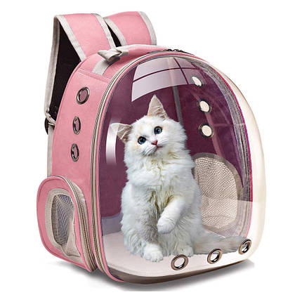 Рюкзак-перенесення для котів та собак до 7 кг, розовий, фото 2