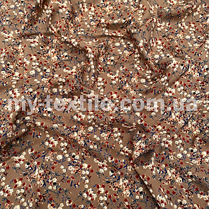 Штапель прінтованний Квіти на каві з молоком