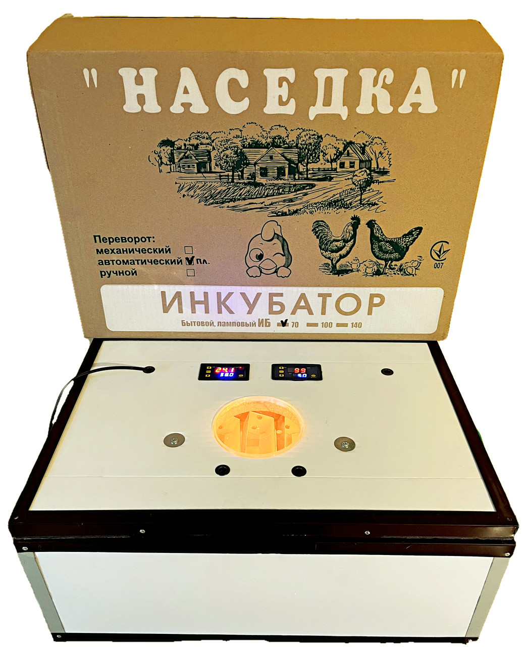 Інкубатор Квочка ИБА-70 яєць цифровий автомат, метал.куточок