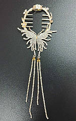 Краб для волосся на гульку/ хвіст метал/стрази 4 шт./пач. ЗОЛОТО МЕТЕЛИКИ