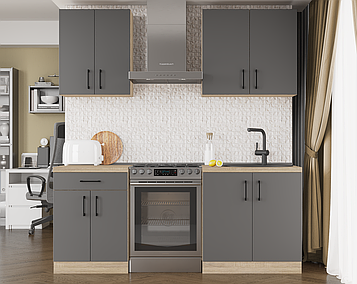 Кухня К-2 (2,0 м/пог.) графіт (Еверест)