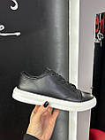 Кросівки жіночі чорні на білій підошві демісезонні осінь весни з натуральної шкіри, фото 2