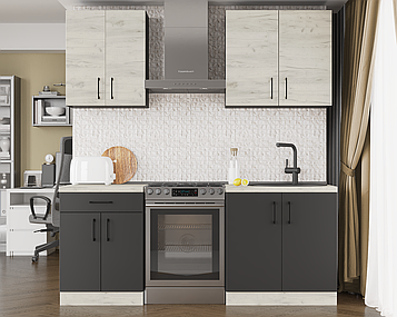 Кухня К-2 (2,0 м/пог.) крафт білий / антрацит (Еверест)