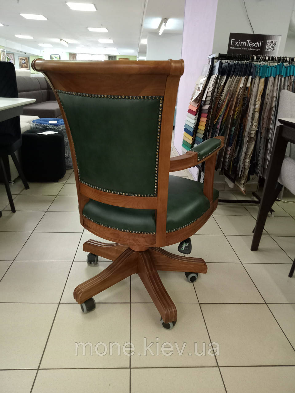 Кресло для кабинета в зеленой коже Оксфорд - фото 2 - id-p360849088