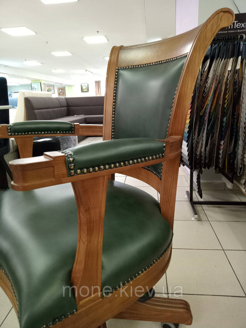Кресло для кабинета в зеленой коже Оксфорд - фото 5 - id-p360849088