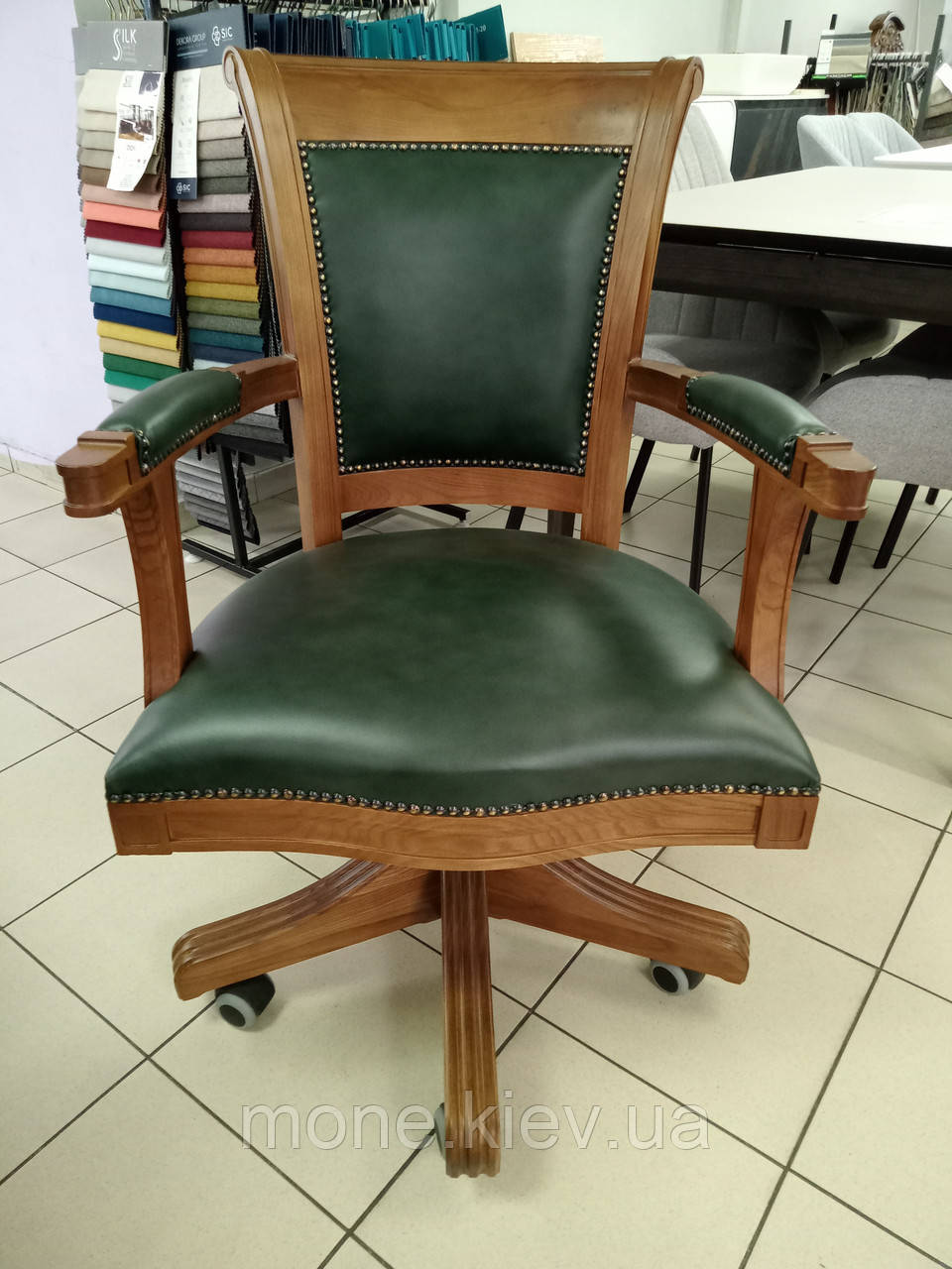 Кресло для кабинета в зеленой коже Оксфорд - фото 4 - id-p360849088
