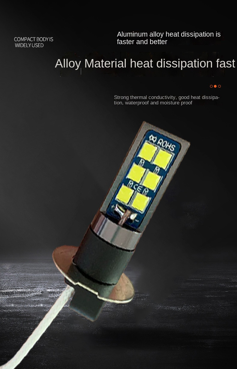 Светодиодная лампа желтая H3 LED ходовые огни 12SMD 3030 / 4Ватт 12Вольт автолампа для птф - фото 3 - id-p2183935689