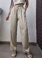 Модные женские шелковые брюки плаццо с лого