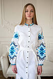 Біла сукня вишиванка FOLK на ґудзиках з поясом  арт. 4638, фото 3