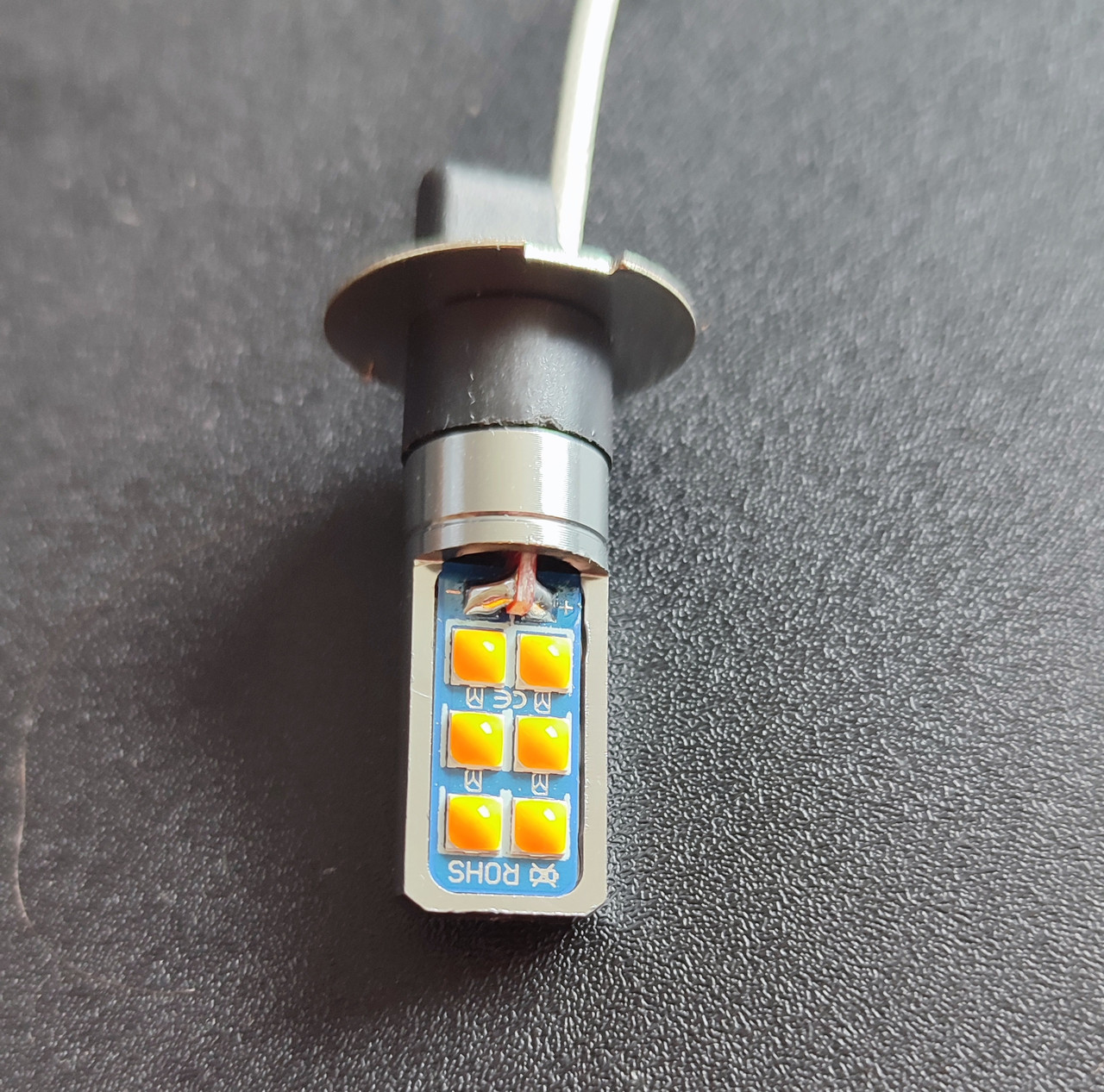 Светодиодная лампа желтая H3 LED ходовые огни 12SMD 3030 / 4Ватт 12Вольт автолампа для птф - фото 8 - id-p2183935689