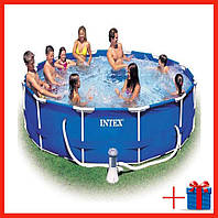 Круглый каркасный бассейн летний Большой бассейн для дачи с фильтром Уличный бассейн для семьи круглый