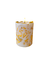 Ботаническая соевая свеча с желтыми лепестками розы, 9*6,5 см, с ароматом, 45 часов горения