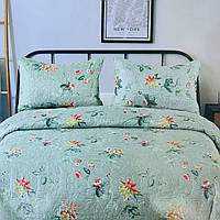 Покрывало на кровать нежно зеленого цвета с принтом размер 200*230 см с наволочками 50*70 см