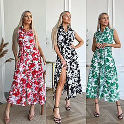 Модна жіноча літня сукня-халат довжина міді S,M,L,XL, фото 2