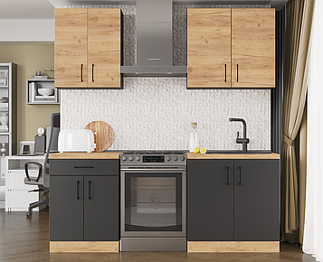 Кухня К-2 (2,0 м/пог.) крафт золотий / антрацит (Еверест)