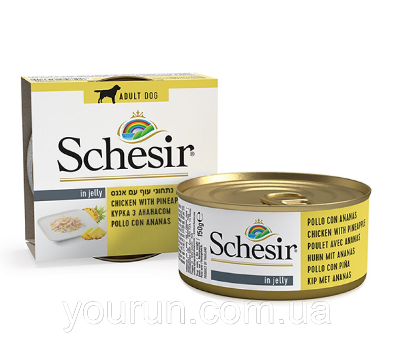 Schesir (Шезир) Chicken Pineapple - Влажный корм для собак курица с ананасом, банка 150гр. - фото 1 - id-p207756358